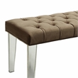 Bowery Hill Contemporary Fabric Bench with Acrylic Legs in Brown