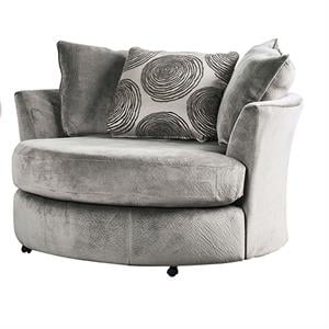 Bowery Hill Transitional Microfiber Swivel Chair in Gray