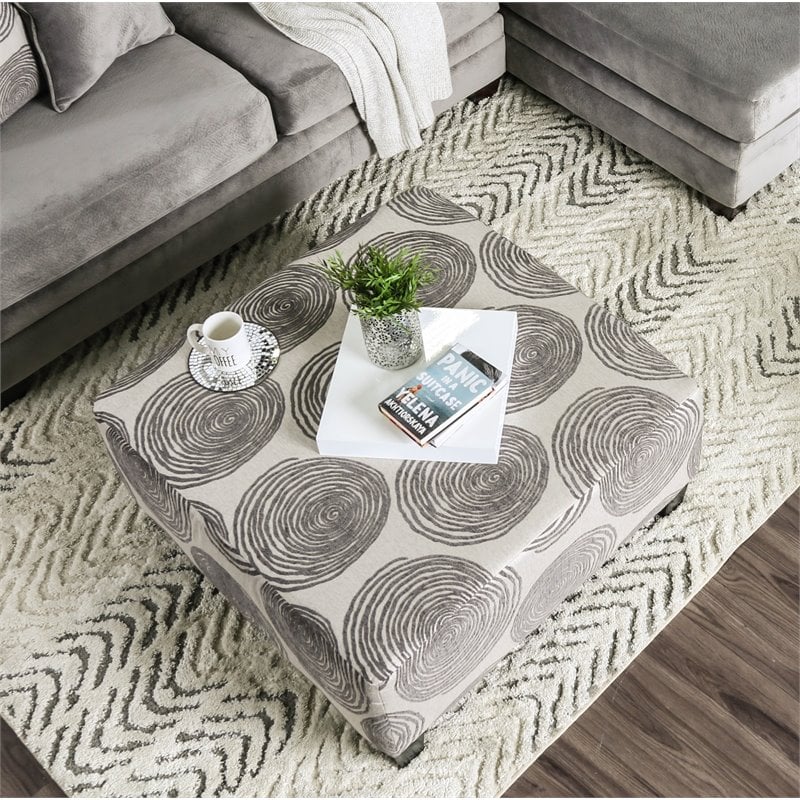 Bowery Hill Microfiber Upholstered Ottoman in Gray