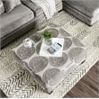 Bowery Hill Microfiber Upholstered Ottoman in Gray