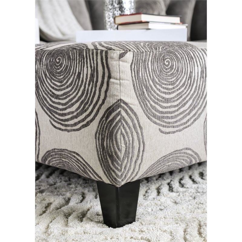 Bowery Hill Microfiber Upholstered Ottoman in Gray