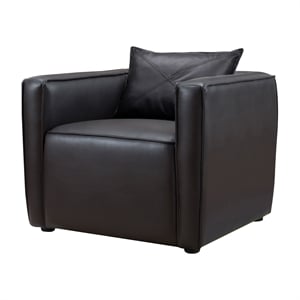 Bowery Hill Modern Vinyl Upholstered Accent Chair in Dark Gray