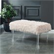Bowery Hill Contemporary Faux Fur Upholstered Bench in Pink