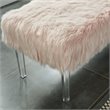 Bowery Hill Contemporary Faux Fur Upholstered Bench in Pink