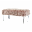 Bowery Hill Contemporary Faux Fur Upholstered Bench in Pink