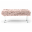 Bowery Hill Contemporary Faux Fur Upholstered Bench in Pink