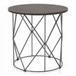 Bowery Hill Industrial Wood Round End Table in Walnut with Steel Base