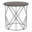 Bowery Hill Industrial Wood Round End Table in Walnut with Steel Base