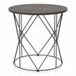 Bowery Hill Industrial Wood Round End Table in Walnut with Steel Base