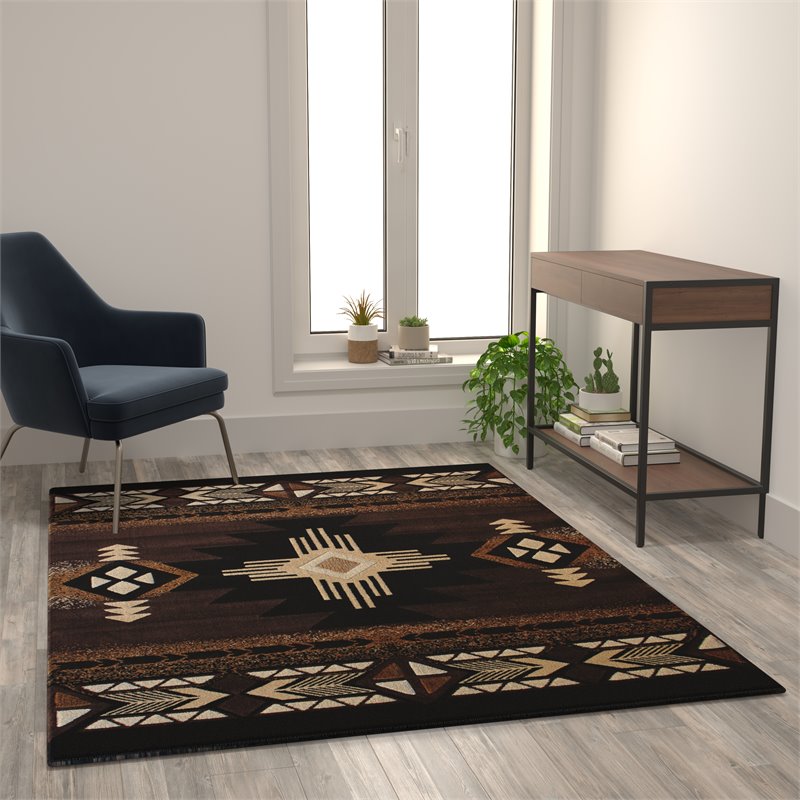 Bowery Hill Mohave 5 x 7 ft Olefin Area Rug in Chocolate