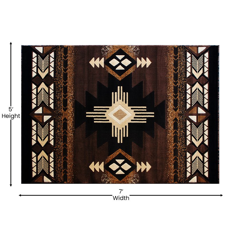 Bowery Hill Mohave 5 x 7 ft Olefin Area Rug in Chocolate