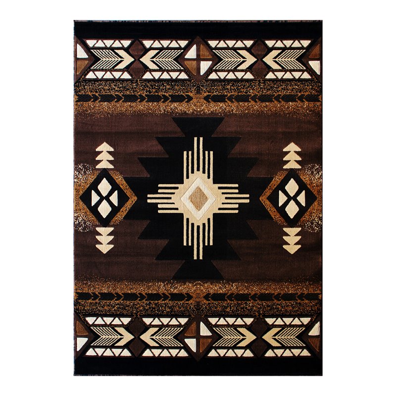 Bowery Hill Mohave 5 x 7 ft Olefin Area Rug in Chocolate
