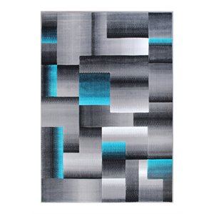 Bowery Hill 5' x 7' Geometric Area Rug in Turquoise Olefin Fabric