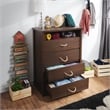 Bowery Hill 4-Drawer Wood Chest in Vintage Walnut Finish