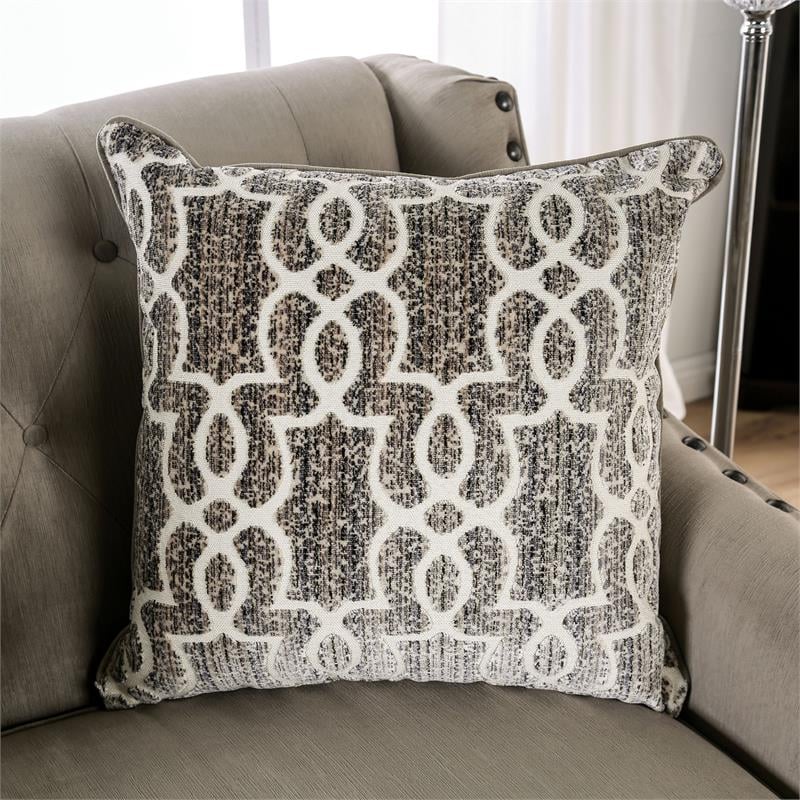 Bowery Hill Transitional Chenille Upholstered Sofa in Light Brown