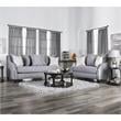 Bowery Hill Transitional Gray Fabric Upholstered Sofa with Burlap Weave