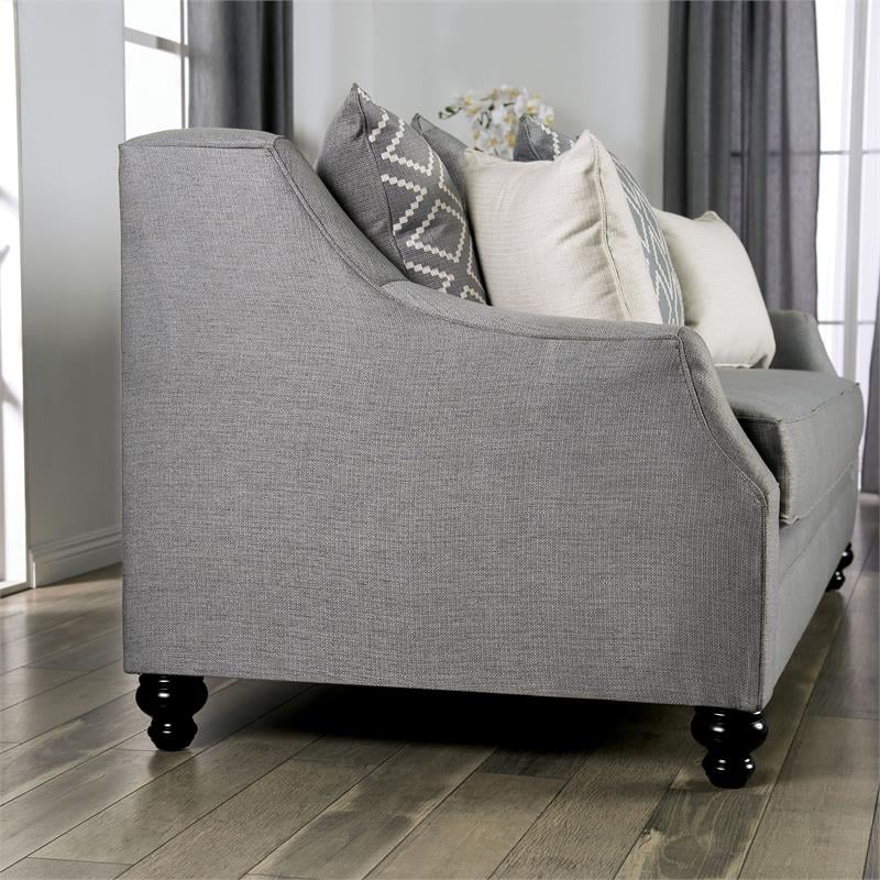 Bowery Hill Transitional Gray Fabric Upholstered Sofa with Burlap Weave