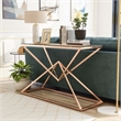 Bowery Hill Contemporary Metal Sofa Table with Glass Top in Gold Plating