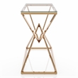 Bowery Hill Contemporary Metal Sofa Table with Glass Top in Gold Plating
