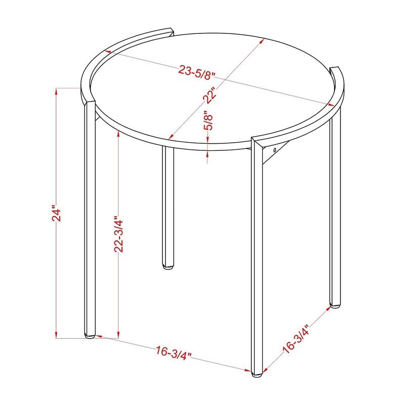 Bowery Hill Metal Round End Table in Light Gray and Gun Metal Finish