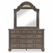 Bowery Hill 2-Piece Dresser and Mirror Set in Grey with 9 Drawers