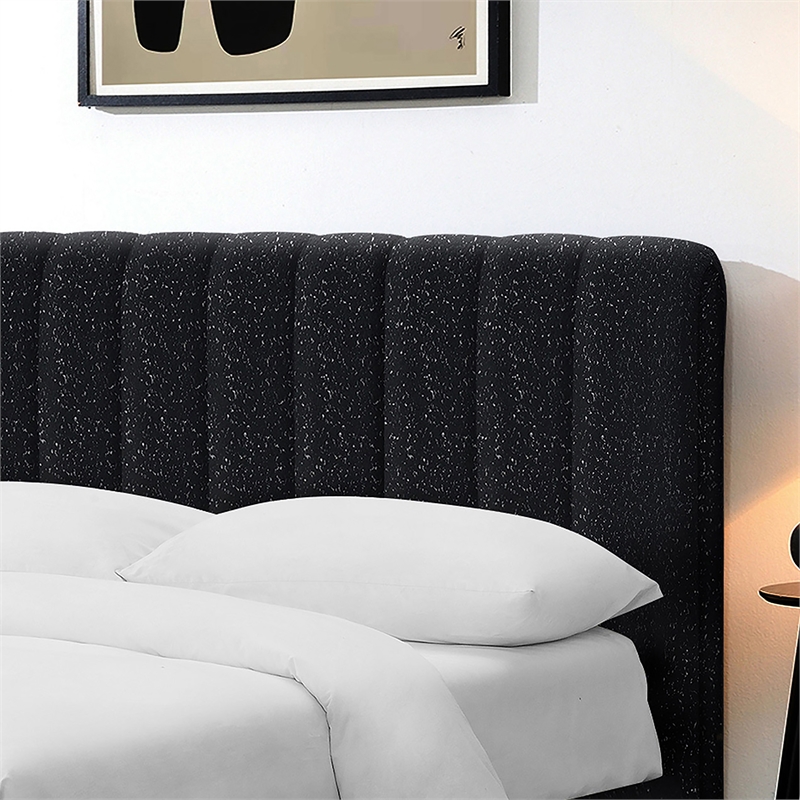 Bowery Hill Upholstered Boucle Fabric Full Bed with Channel Tufting