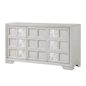 Bowery Hill Solid Wood Sunburst Server in Light Gray with 6 Shelves