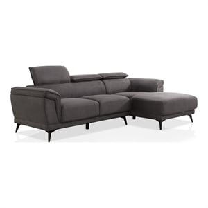 Bowery Hill Fabric Adjustable Headrest Sectional in Dark Gray