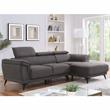 Bowery Hill Fabric Adjustable Headrest Sectional in Dark Gray