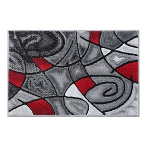 Bowery Hill 24&quot x 36&quot Abstract Olefin Accent Rug in Red and Gray