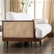 Bowery Hill Solid Wood Loveseat with Rattan Side Panels in Walnut Beige