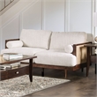 Bowery Hill Solid Wood Loveseat with Rattan Side Panels in Walnut Beige