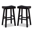 Bowery Hill Set of 2 Saddle 29-Inch Solid Wood Stools in Black