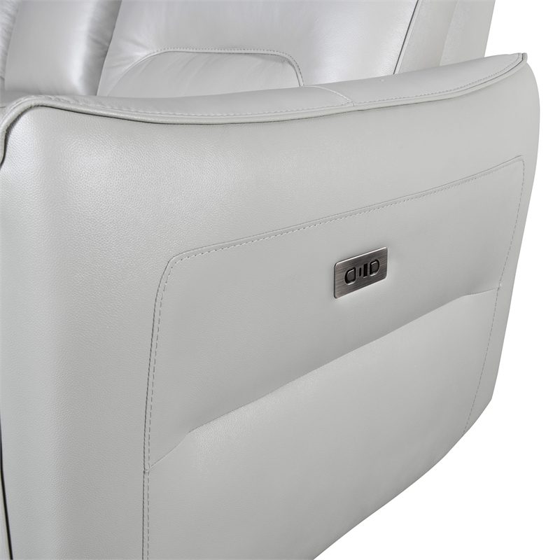 Bowery Hill Leather Power Recliner in Taupe with USB Port