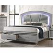 Bowery Hill Contemporary Wood Queen Bed with LED in Silver Finish