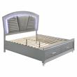 Bowery Hill Contemporary Wood Queen Bed with LED in Silver Finish