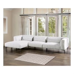 Bowery Hill Cotton Linen Sectional with Left Chaise in Light Gray