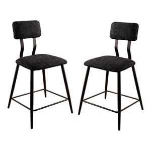 Bowery Hill Metal Padded Counter Chairs in Black (Set of 2)