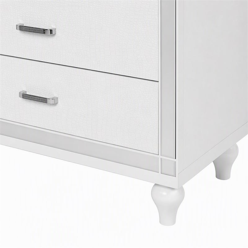 Bowery Hill Contemporary Solid Wood 5-Drawer Chest in White Finish
