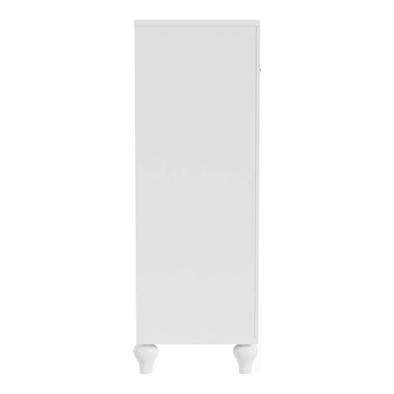 Bowery Hill Contemporary Solid Wood 5-Drawer Chest in White Finish