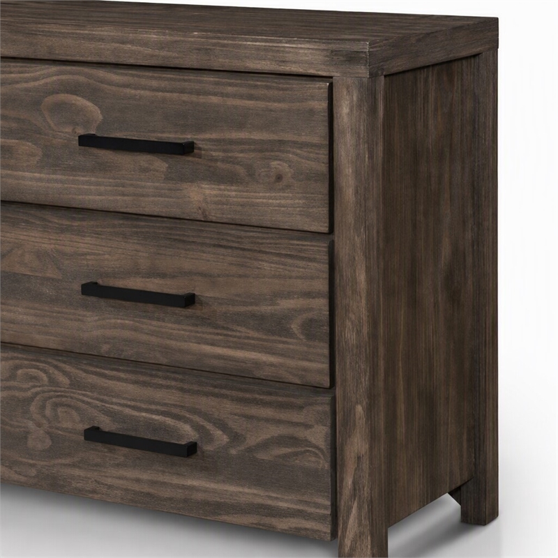 Bowery Hill Rustic Wood 6-Drawer Dresser in Wire-Brushed Brown Finish