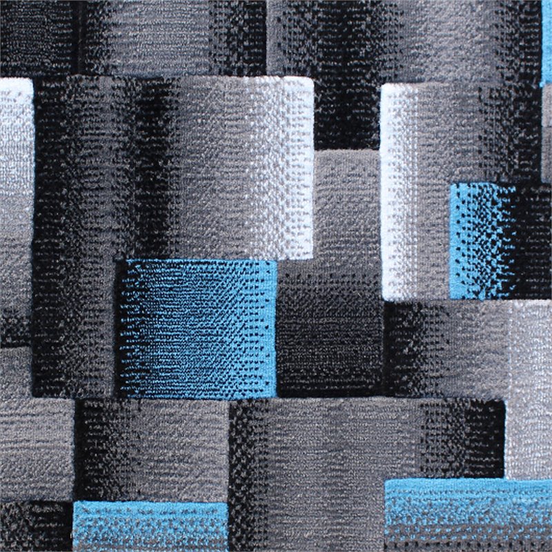 Bowery Hill 24 x 84 in Geometric Olefin Area Rug in Blue