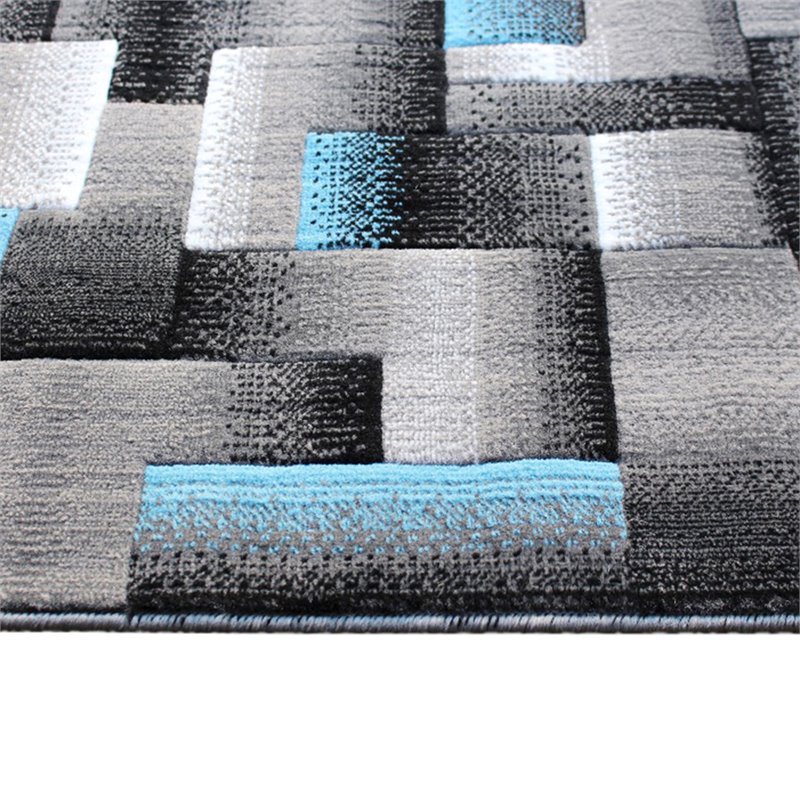 Bowery Hill 24 x 84 in Geometric Olefin Area Rug in Blue