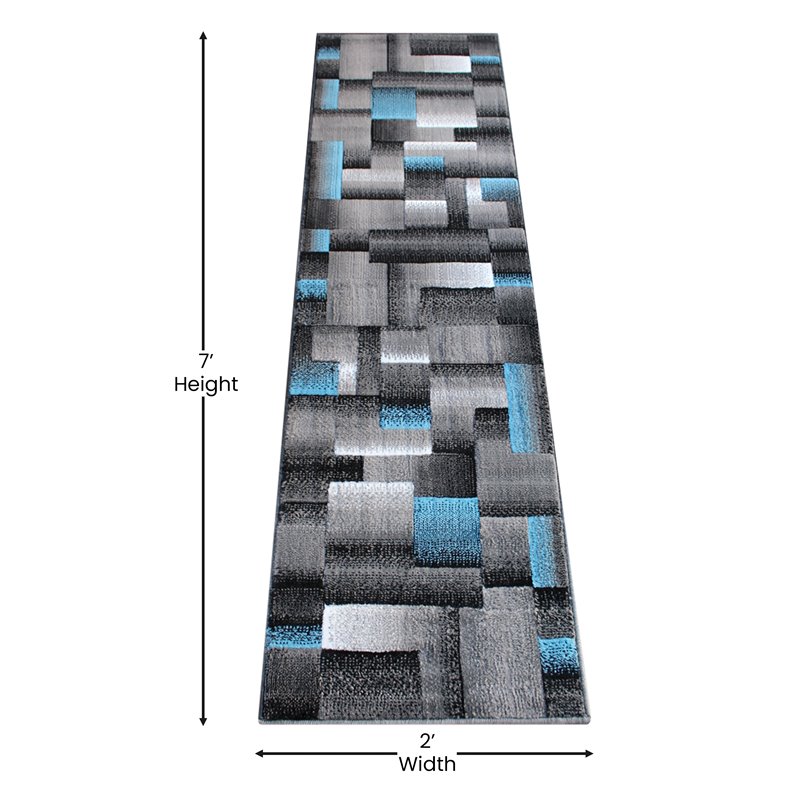 Bowery Hill 24 x 84 in Geometric Olefin Area Rug in Blue