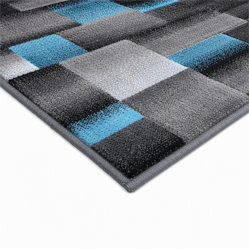 Bowery Hill 24 x 84 in Geometric Olefin Area Rug in Blue