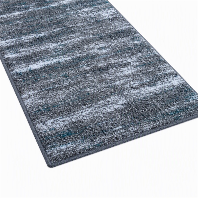 Bowery Hill 31.2 x 186 in Distressed Olefin Area Rug in Turquoise