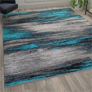 Bowery Hill 72 x 108 in Abstract Olefin Area Rug in Turquoise/Gray