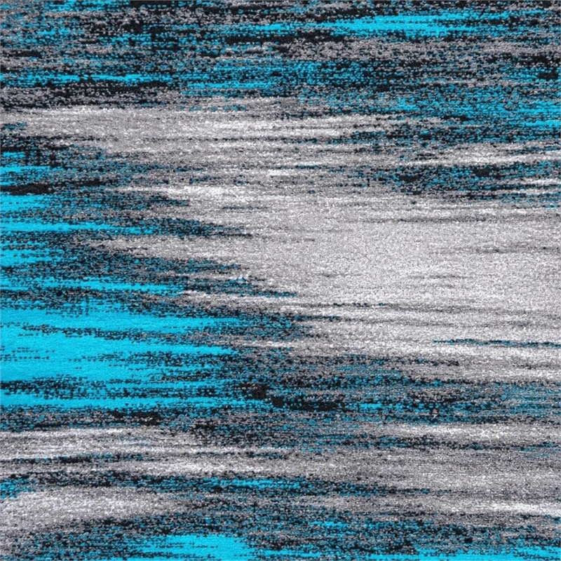 Bowery Hill 72 x 108 in Abstract Olefin Area Rug in Turquoise/Gray