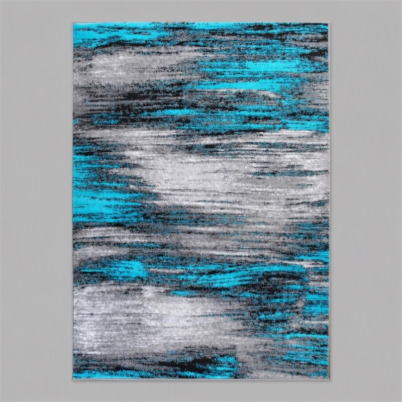 Bowery Hill 72 x 108 in Abstract Olefin Area Rug in Turquoise/Gray