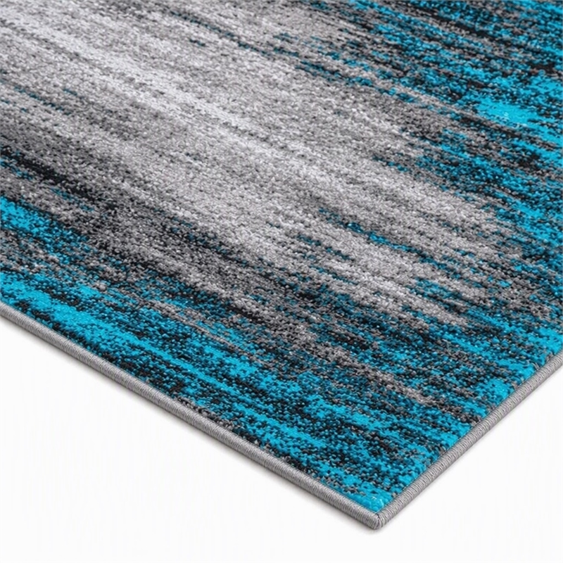 Bowery Hill 72 x 108 in Abstract Olefin Area Rug in Turquoise/Gray